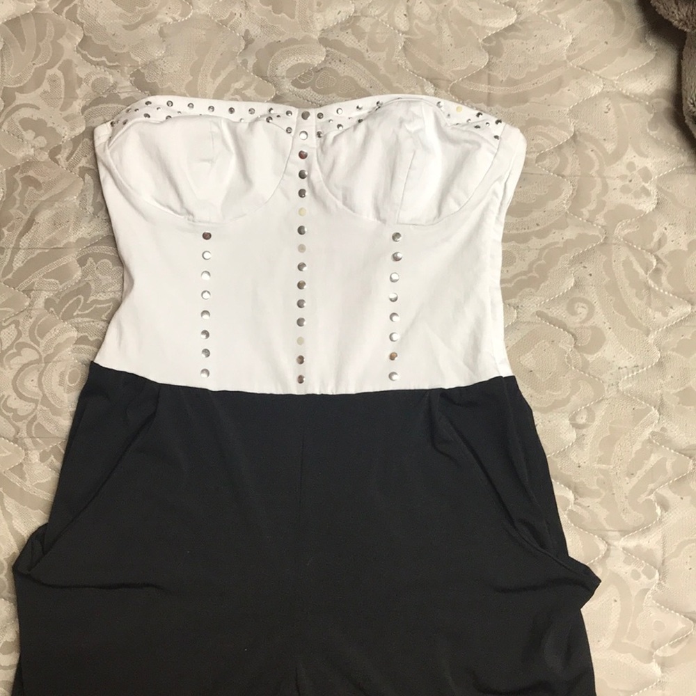 Black and white jump suit